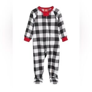 Family Pajamas Matching Baby Thermal Waffle Buffalo Check Footie One-Piece 6-9mo